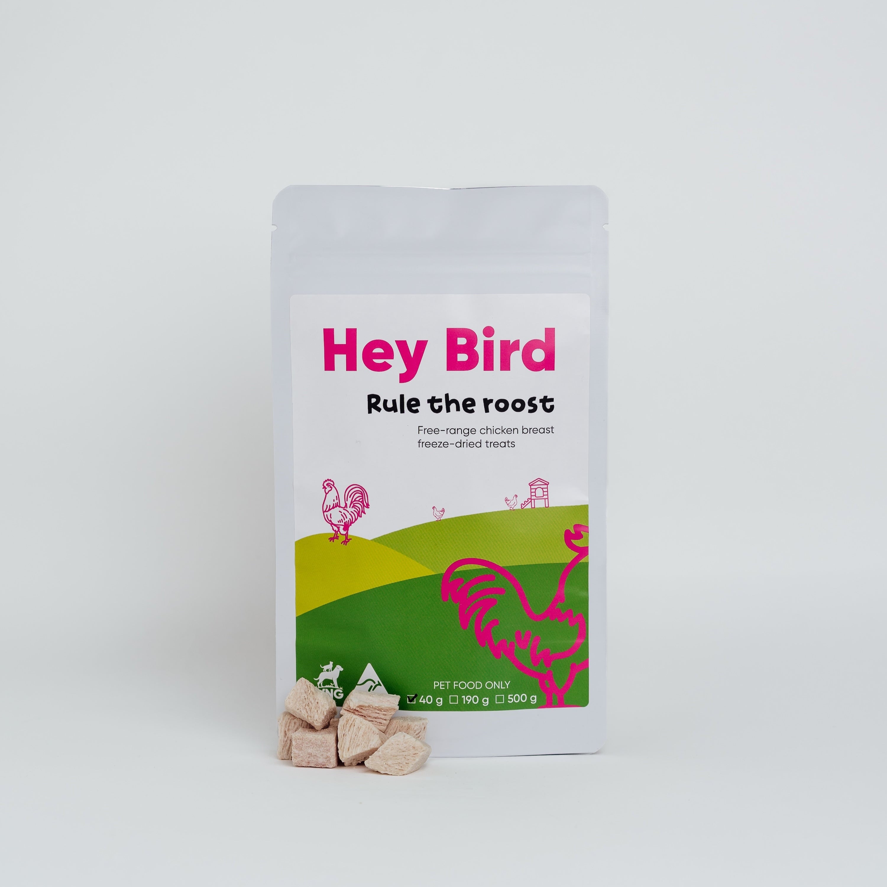 Packaged product with 'Hey Bird' branding on a white background